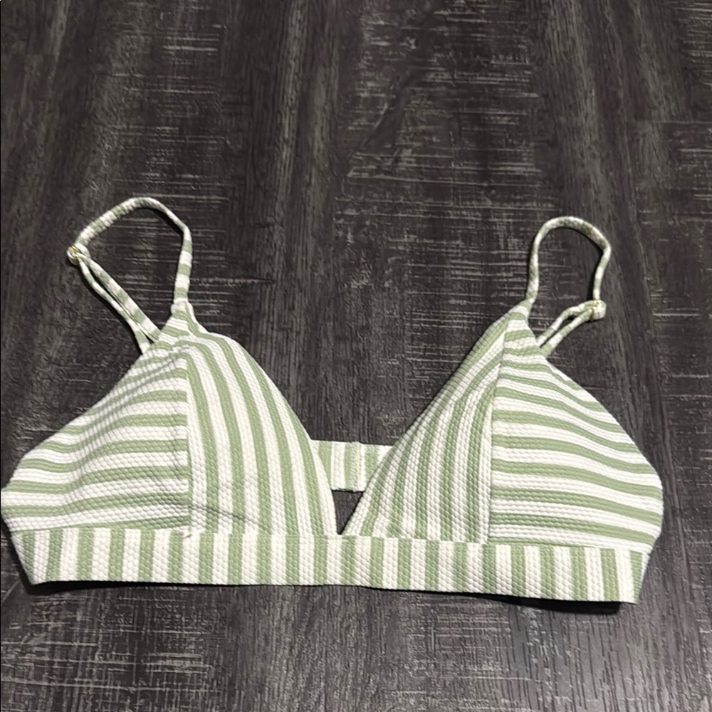 Striped Green and White Bralette